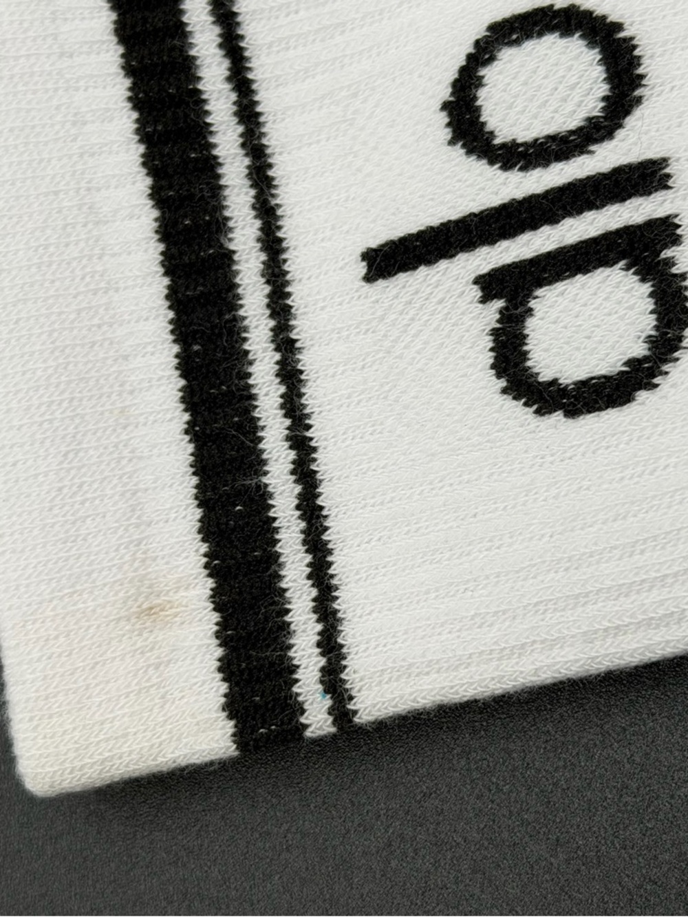 ALO Yoga White Crew Socks with Black Stripe and Logo - Picture 3 of 3